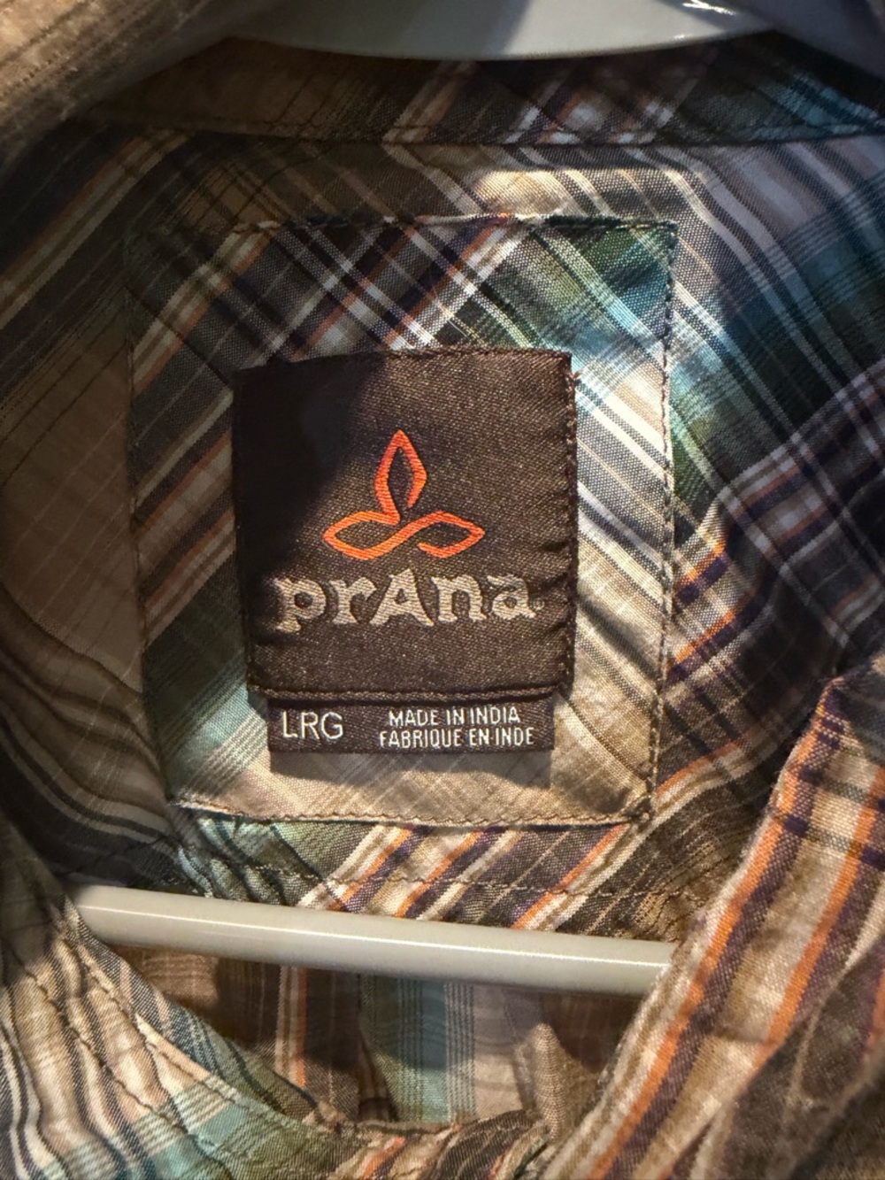 Prana Plaid Shirt in Green, Brown and Tan